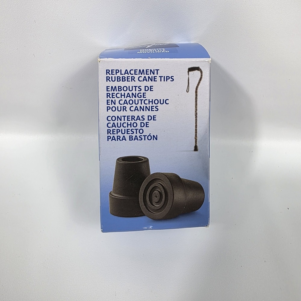Medline Rubber Replacement Cane Tips Fits Most Canes With 3/4" Diameter - 2 Tips